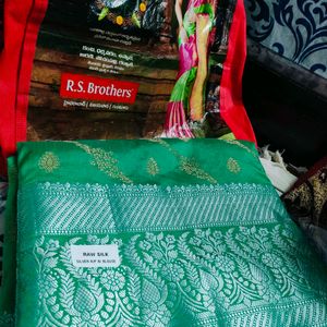 Raw Silk Green Saree