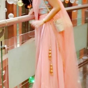 Prettiest Pink & Blue Halter Neck Lehenga