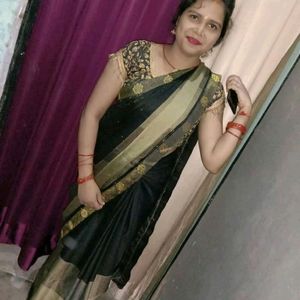 pretty olive black saree.