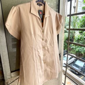 Peach Old Money Shirt With Puffed Sleeves