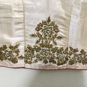 Embroidered Traditional Silk Blouse with Floral