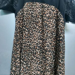 Chetah Print Knee Length Dress L Size