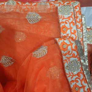 Beautiful Orange - Golden Lehanga Choli