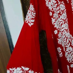 Red ♥️ CLR Modal Handwork Lucknowi Kurti