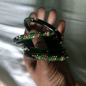 Green Glass Bangles