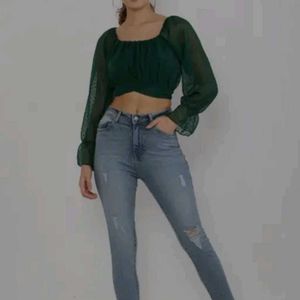 Olive Green Crop Top