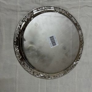 Silver Decorative Round Platted Finished Tray