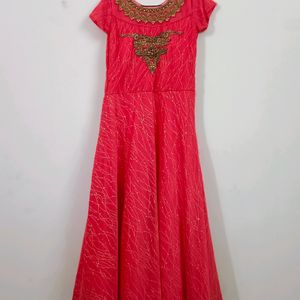 Ethnic Gown - Coral Colour