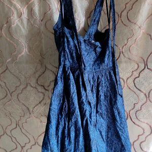 Blue Halter Neck Dress 👗 Side Zipper