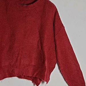 Mohair knit sweater red wine re