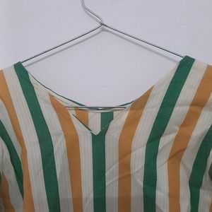 Striped Kurta | V-neck | Size: M