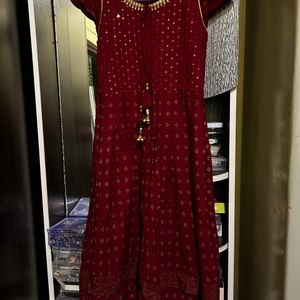 Rust Maroon Colour Anarkali Kurta Size S