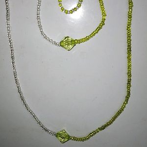 Korean Neon Green Necklace, Bracelet And Ring