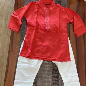 Babies Kurta Set - Red White