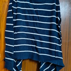 Navy Blue Striped Shrug