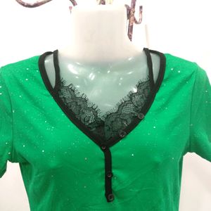 Green Glittering Top