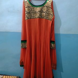 Orange Anarkali Suit With Dupatta 🟠