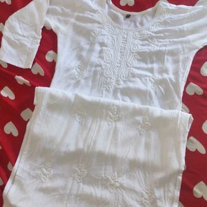 White Chikenkarti Kurti 🤍