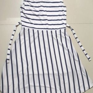 White Dress With Blue Stripes