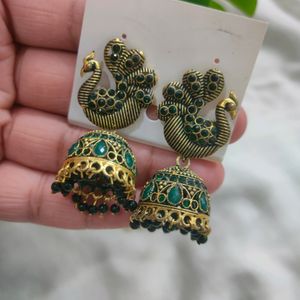 BEAUTIFUL GREEN POLKI JHUMKIS