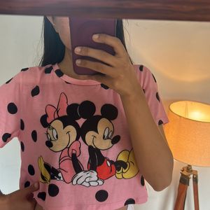 Cute Mickey Mouse Print Top 💕🌸