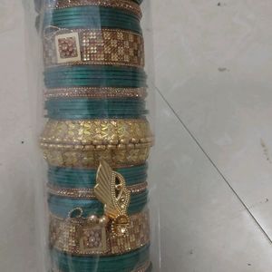 Wedding Bangle Blue And Golden