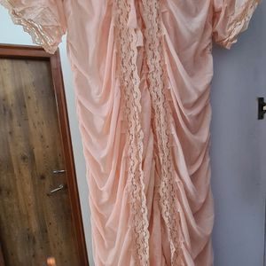 2 piece Pretty peach lacy flowy Nighty Gown Set