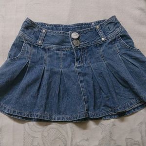 Y2k Denim Pleated Skirt