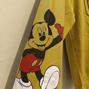 Mustard Yellow Hoddie Mickey Mouse Design