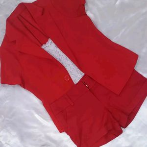 Hot RED blazer Coord Set