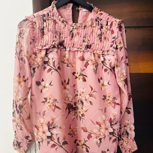 Pink Floral cover Story Top