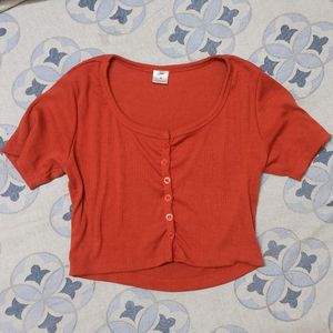 SSS Orange Button Up Crop top