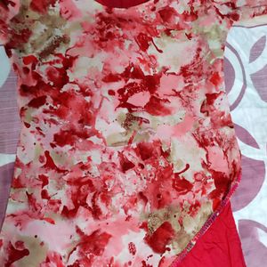 Red Georgette Reyan Kurti