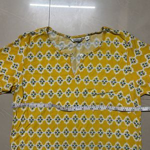 Yellow Pure Cotton Kurti