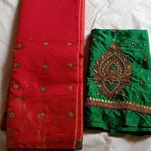 Banaras Saare With Maggam Work Blouse Piece