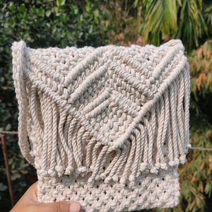 Macrame Off White Sling Bag