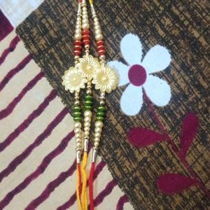 Red And Green Beads Rakhi