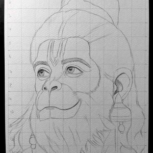 2nd Hanuman Ji Drawing Outline