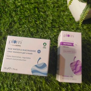 Plum Rice Water Gel Cream & Retinol Serum Combo