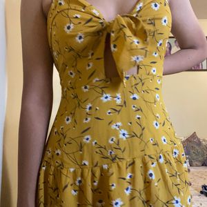 Cute Cut-Out Y2k Coquette Mustard Dress