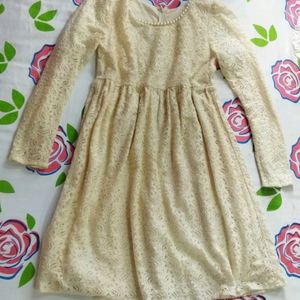 Korean cream lace dress