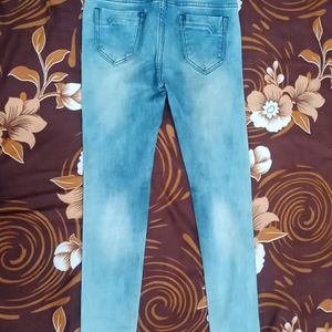 Denim Burn Out Jeans Light Blue Colour