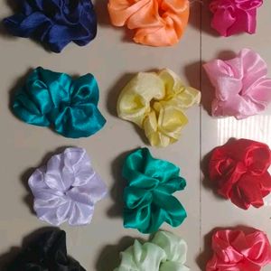 12 Pieces Of Pure Silk Scrunchies