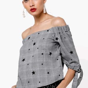 ONLY : Checked Off Shoulder Top ✨