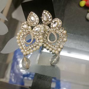 Silver White Earrings