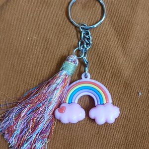 Rainbow With Tassels Keychain