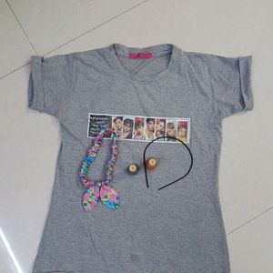 Woman Regular Wear Tshirt , Hair Band, Nail Paint,