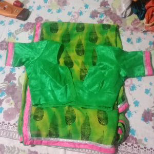 It's A Gorgeous Parrot Green Colour Saree With