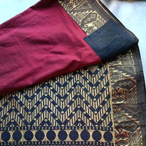 Black And Maroon Combination Saree