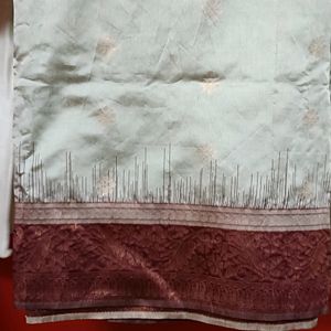 Silk Cotton With Contrast Border